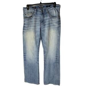 Affliction Cooper Jeans Embroidered Distressed Men's Size 34 Denim